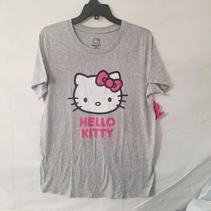 Hello Kitty Short Sleeve Heather Gray T-shirt  Women's XL (20) Soft Stretch NWT
